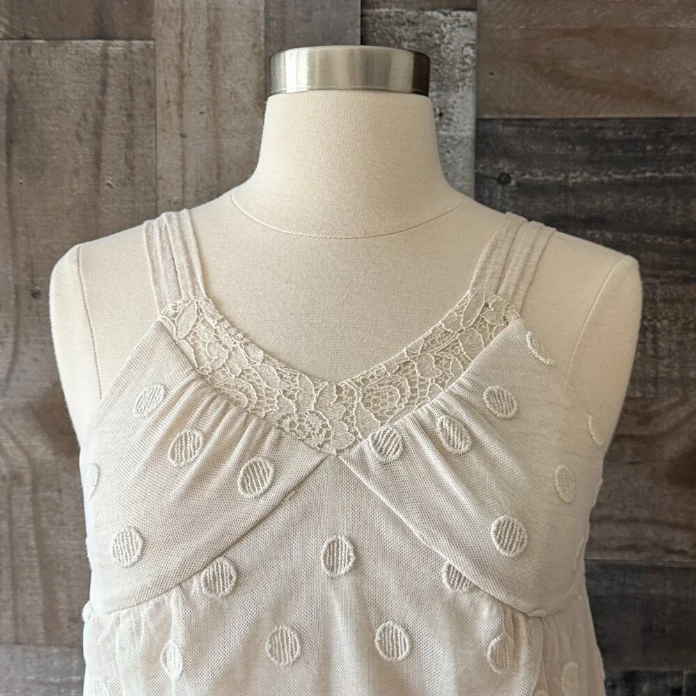Isobella & Chloe cream polka dot lace dress girls size 8 garden party summer